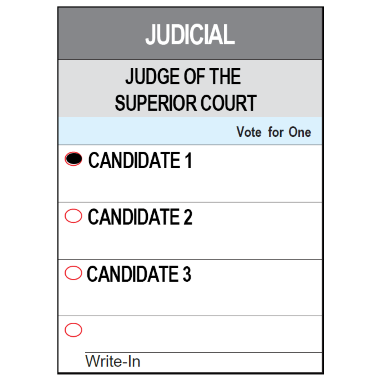 Completely fill in the oval to the left of the candidate's name