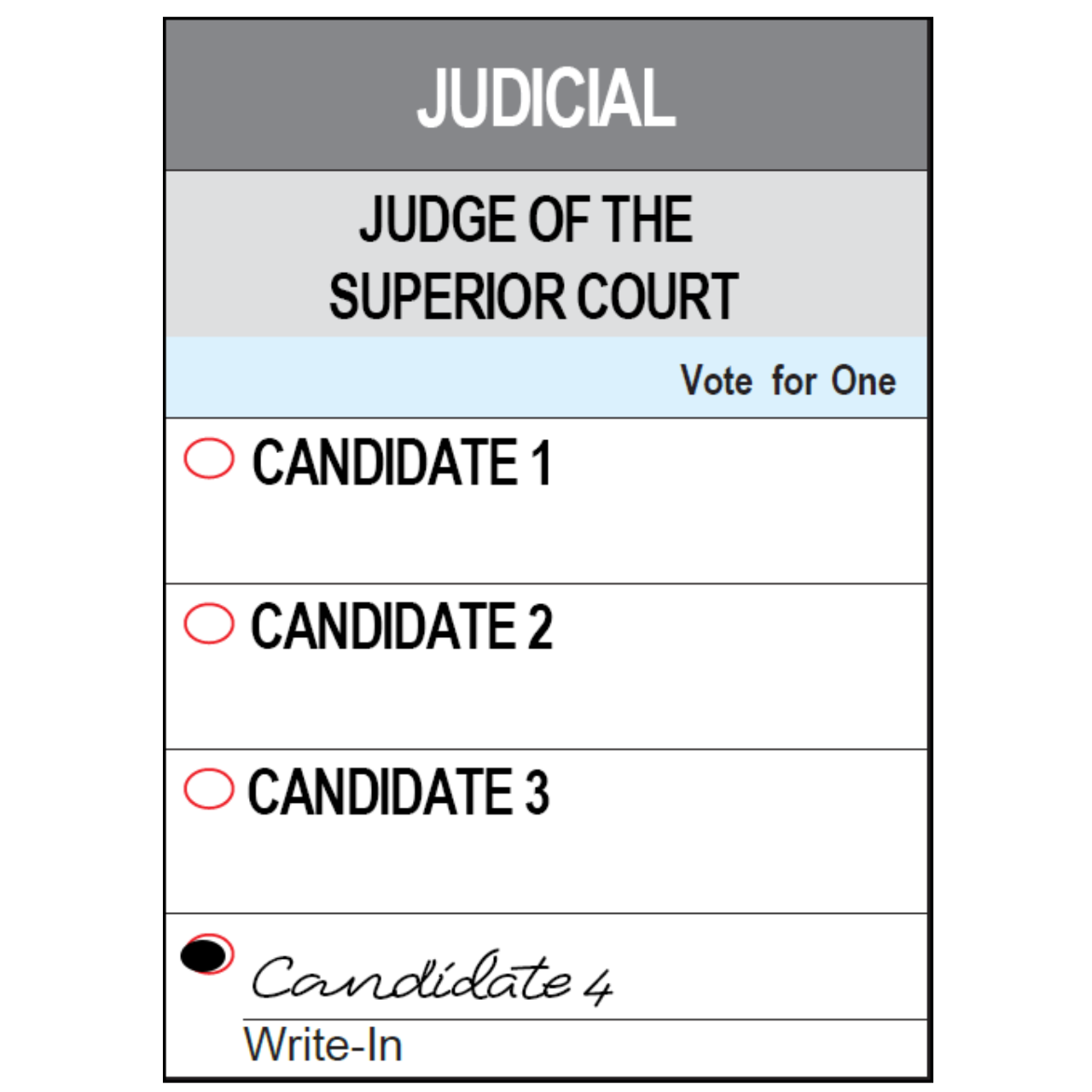 To vote for a qualified write-in candidate, completely fill in the oval to the left of the blank line, and write in the qualified write-in candidate on the blank line